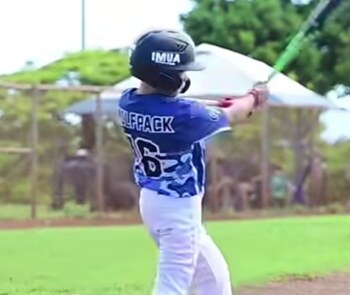 Wolfpack batter completing a swing